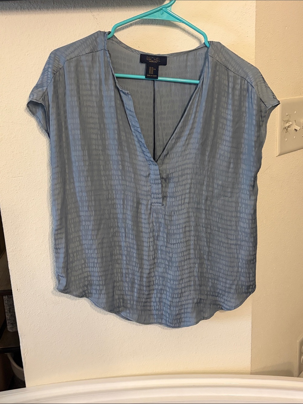 RACHEL Rachel Roy Sky Blue V-Neck Short Sleeve Blouse